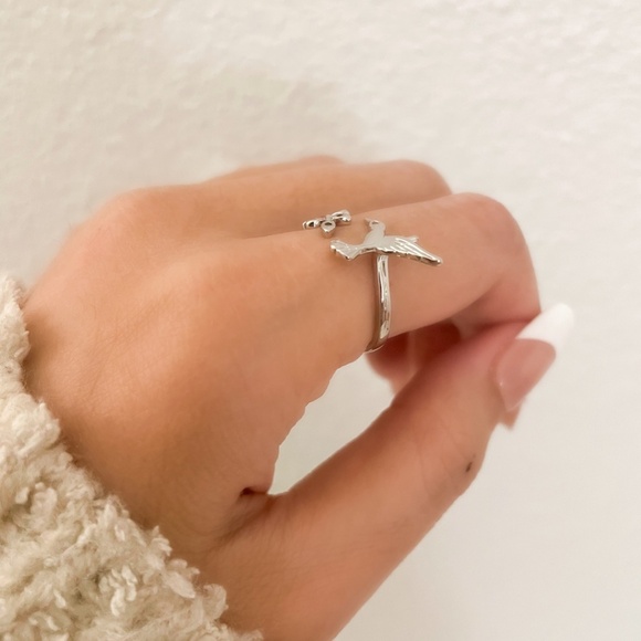 925 Sterling Silver Hummingbird Ring Bird Ring Tree Branch Ring Leaf Ring - Picture 8 of 9